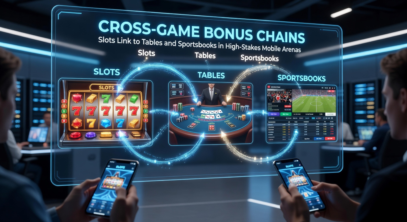 High-stakes mobile screen capturing a bonus chain progression from slot reels to a live table game and sportsbook odds board