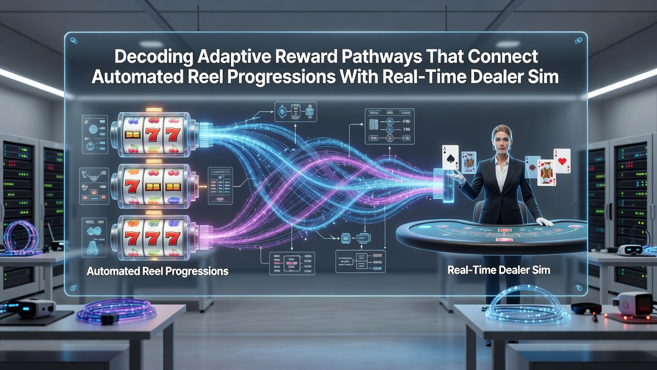 Tablet interface illustrating reward pathway connections between different game types in a mobile casino environment