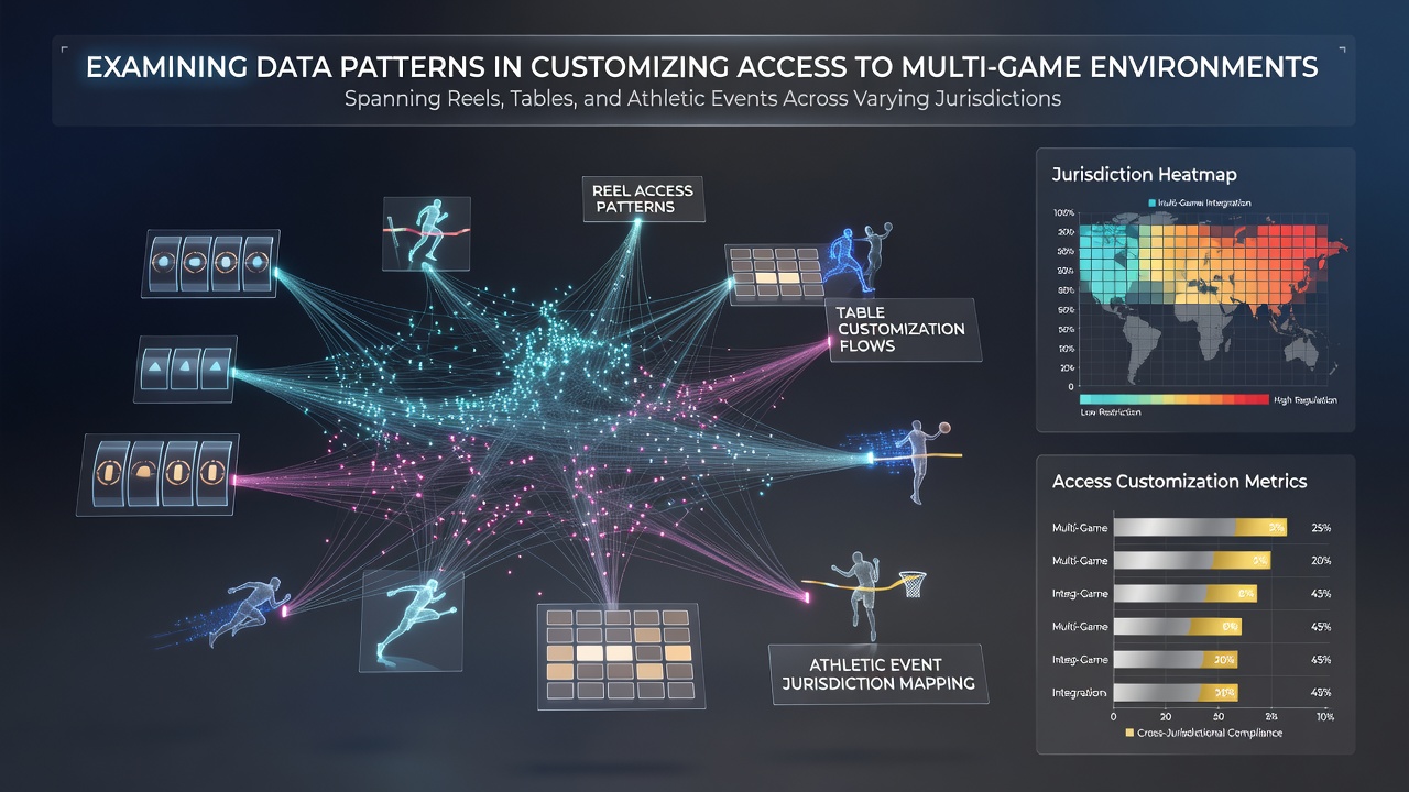 Data visualization dashboard showing player patterns across slots, table games, and sports betting interfaces in a multi-jurisdiction online platform