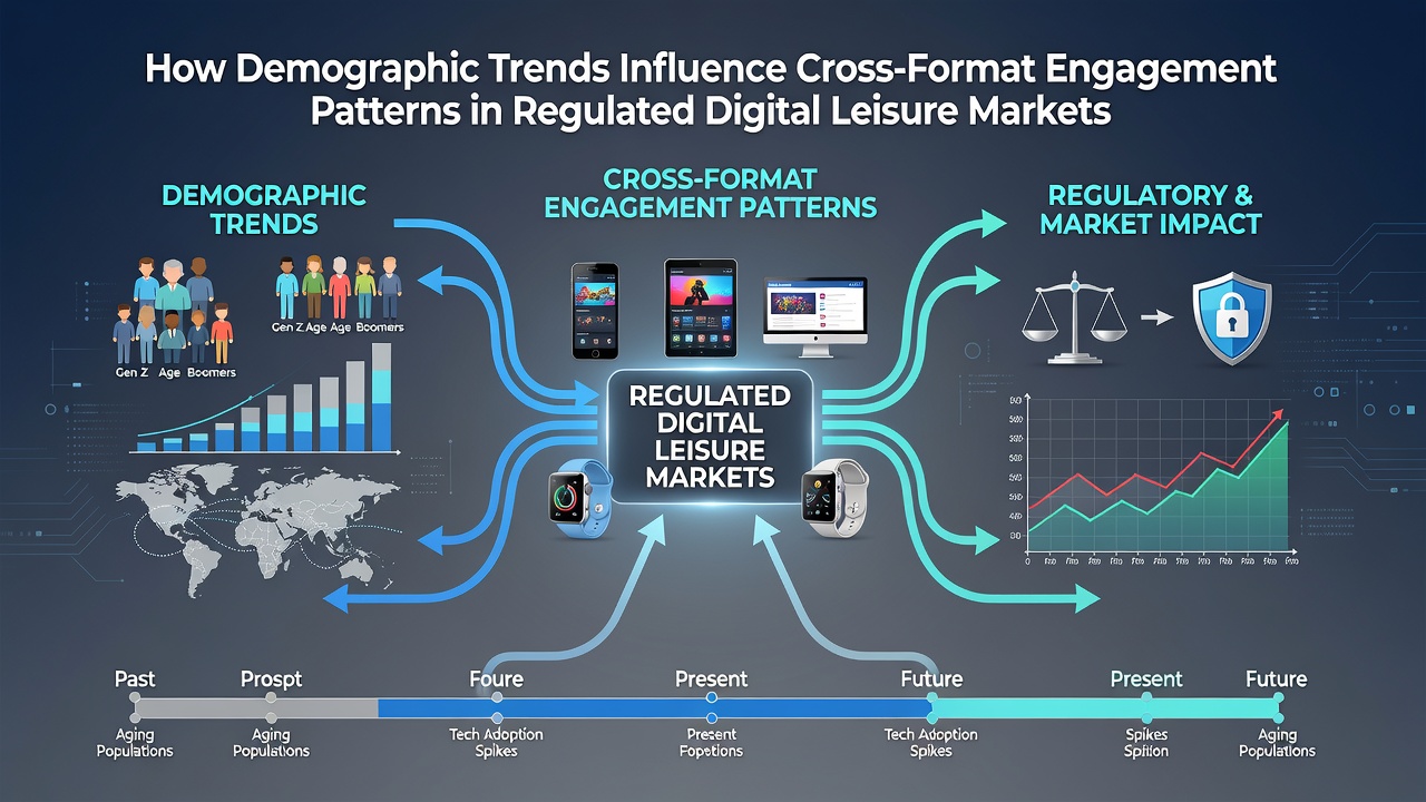Demographic analysis charts showing age and regional variations in digital leisure engagement across multiple formats