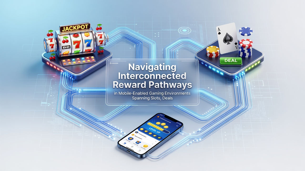 Dashboard view of interconnected gaming rewards linking reels, tables, and event bets on a smartphone